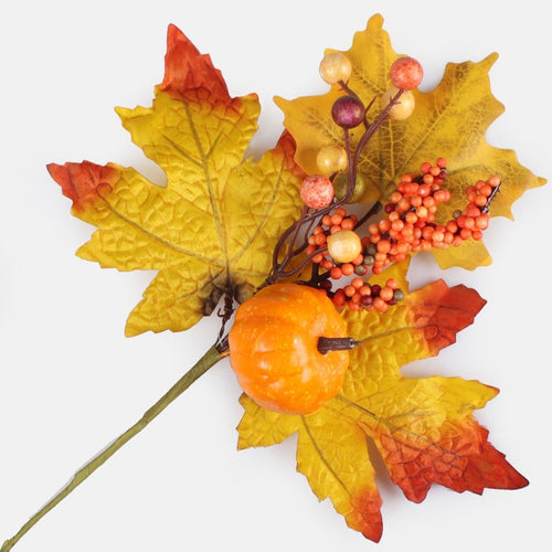 30cm Artificial Maple Twig with Berries & Pumpkin - Autumn