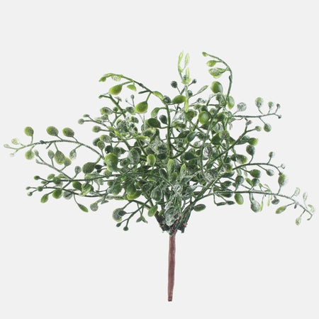 21cm Frosted Greenery with Glitter Pick - Christmas Artificial Xmas