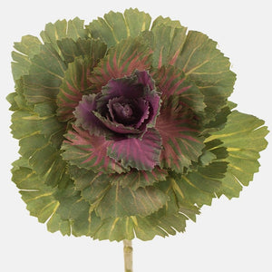 40cm Cabbage Pick with Purple Centre - Single Stem - Greenery Artificial Flower