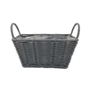 25cm Grey Trough Planting Basket with Ears - Plastic Lined