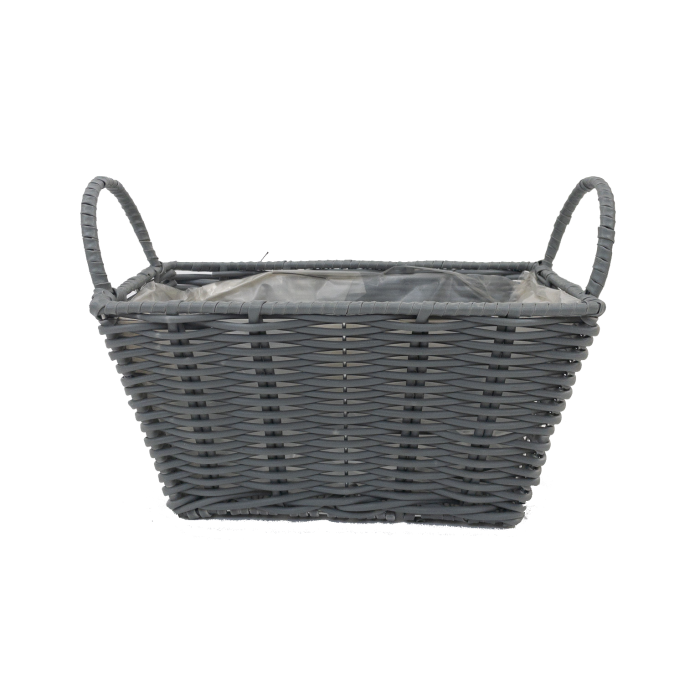 25cm Grey Trough Planting Basket with Ears - Plastic Lined