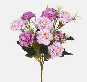 28cm Purple Rose Bunch with Foliage - Artificial Flower