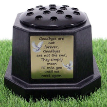 Load image into Gallery viewer, Memorial Grave Flower Pot Vase Hex Graveside Black Insert - INCLUDES FREE STICKER