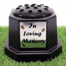 Load image into Gallery viewer, Memorial Grave Flower Pot Vase Hex Graveside Black Insert - INCLUDES FREE STICKER
