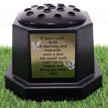 Load image into Gallery viewer, Memorial Grave Flower Pot Vase Hex Graveside Black Insert - INCLUDES FREE STICKER