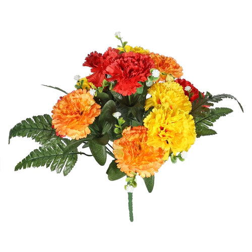 38cm Carnation Mixed Bunch - Orange - Artificial