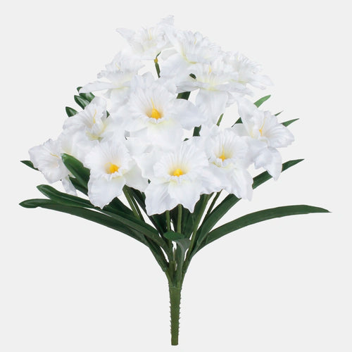 43cm Large White Daffodil Bush - 12 Heads (ND)
