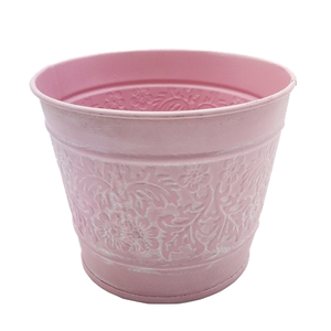 11.5cm Metal Pot Pastel Pink