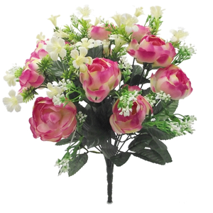35cm Artificial Ranunculus and Blossom Mixed Bouquet - Pink