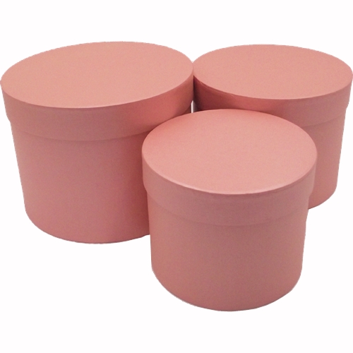 Set of 3 - Round Baby Pink Hat Box Boxes - Storage Florist Home Gift Decoration