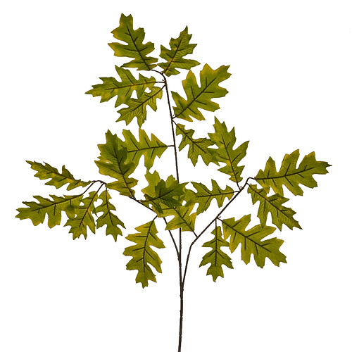 68cm Artificial 12 x Stems - 15 leaves - Large Green Oak Leaf Autumn Spray