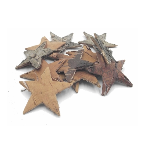 5cm Natural Birch Star x 12pcs - Wooden Wreath Xmas Christmas Decoration