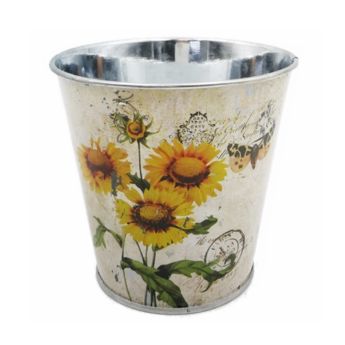 10cm Sunflower Metal Pot