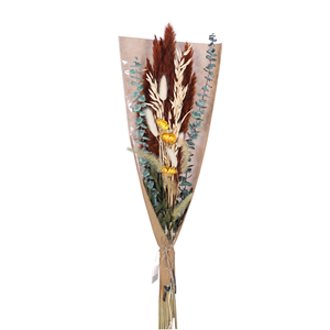 70cm Large Dried Mixed Flower Bouquet - Natural/Brown/Orange - Dried Flowers