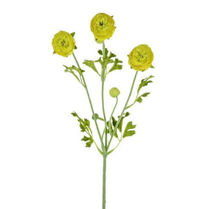 65cm Artificial Ranunculus Spray Yellow - Single Stem