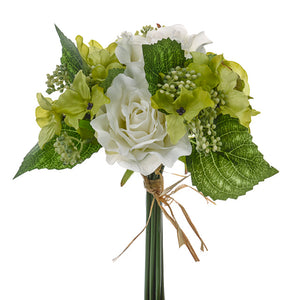 29cm Flora Rose Hydrangea Bouquet Green
