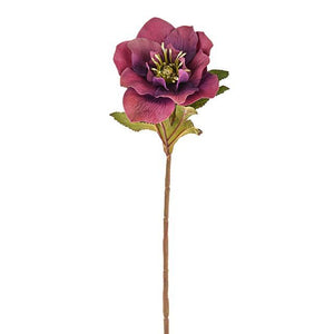 49cm Purple Hellebore Single Stem - Artificial Flower