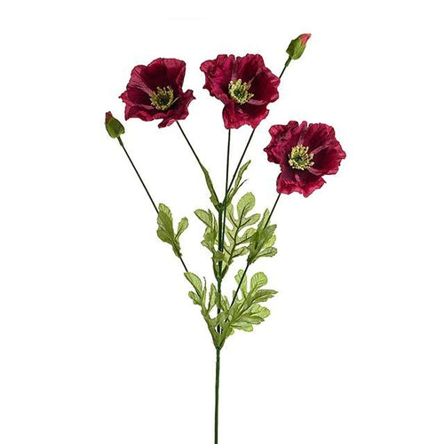 75cm Burgundy Single Stem Poppy - Christmas Artificial