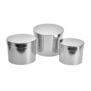 14cm x 13cm Small Hat Box - Metallic Silver