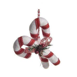 15cm Candy Cane Twist Design Bauble with Acorn Spruce Berries - Christmas Wreath Decoration