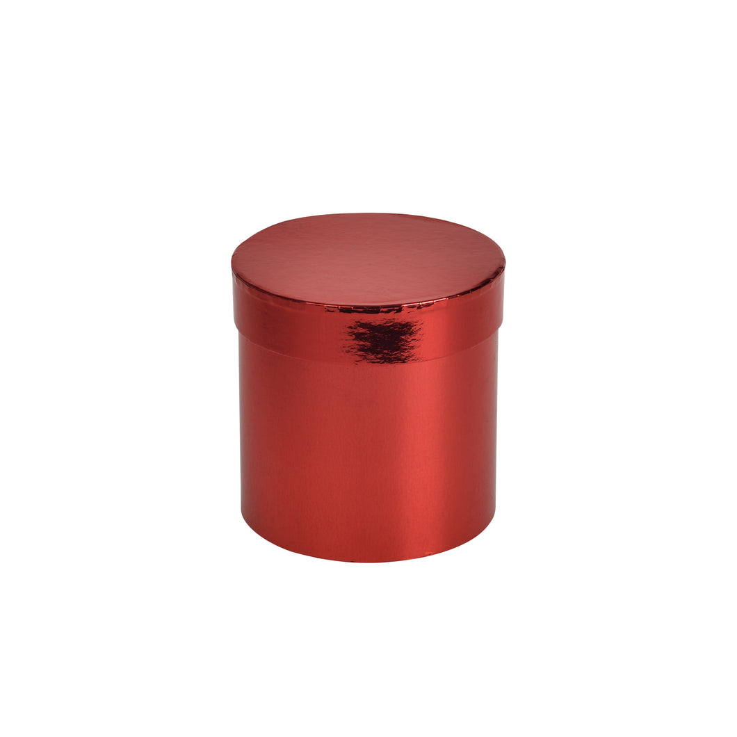 14cm x 13cm Small Hat Box - Metallic Red