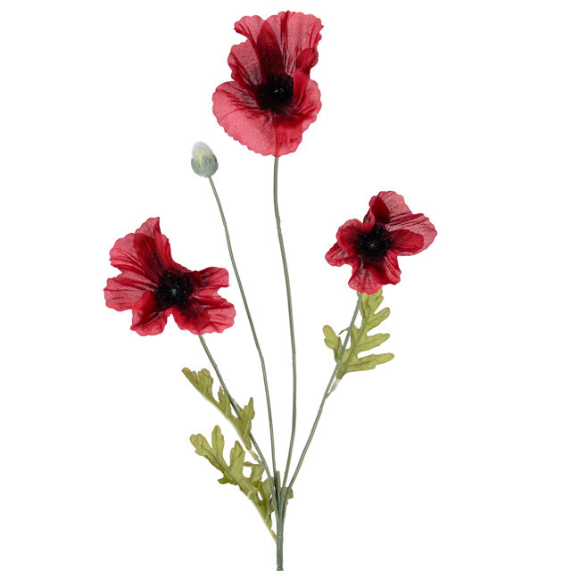 Artificial Poppy Flame Red 63cm