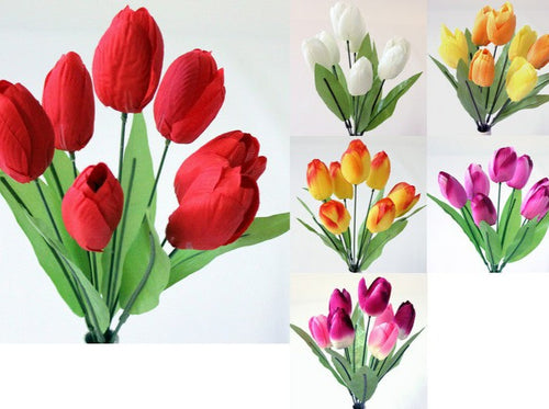 36 cm Tulip Bush - Artificial Silk Flower