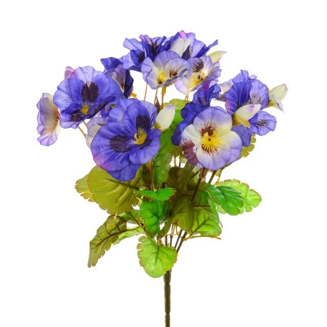 30cm Artificial Purple Pansy Bush - Flower Bunch