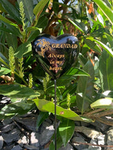 Load image into Gallery viewer, Black &amp; Gold Resin Memorial Lily Heart Stick Stake Graveside Spike Crematorium