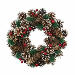 Christmas Artificial Door Wreath Memorial Spruce Natural Cones Berries Xmas
