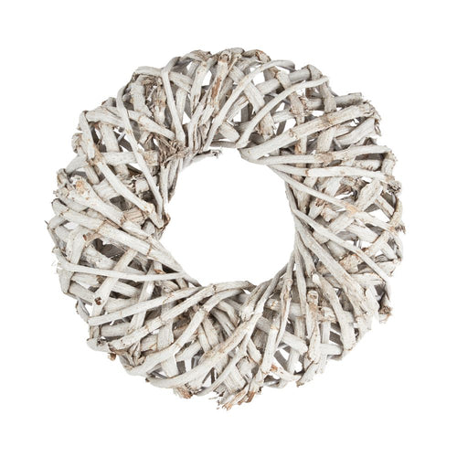 27cm White Woven Rattan Wicker Wreath Ring - Artificial Flower