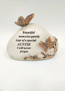 Memorial Bronze 3D Butterfly Flower Stone Plaque Tribute Graveside Ornament