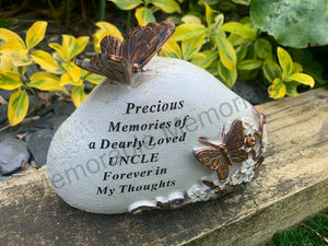 Memorial Bronze 3D Butterfly Flower Stone Plaque Tribute Graveside Ornament