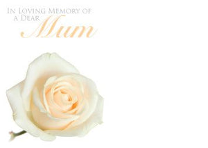 1 x Pack Large In Loving Memory of a Dear Mum Card - Funeral / Memorial Cream Rose Floral Design