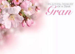 1 x Pack Large In Loving Memory of a Dear Gran Card - Funeral / Memorial Pink Blossom Floral Design