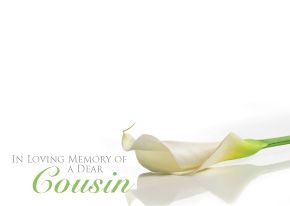1 x Pack Large In Loving Memory of a Dear Cousin Card - Funeral / Memorial Ivory Cala Lily Floral Design