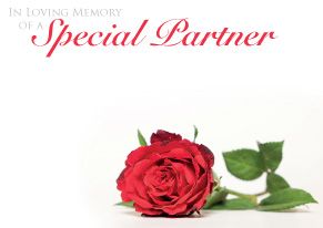 1 x Pack Large In Loving Memory of a Special Partner Card - Funeral / Memorial Red Rose Floral Design