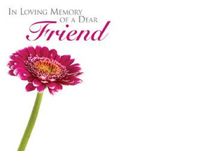 1 x Pack Large In Loving Memory of a Dear Friend Card - Funeral / Memorial Pink Gerbera Floral Design