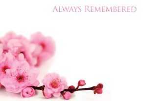 1 x Pack Large Always Remembered Card - Funeral / Memorial Pink Blossom Floral Design