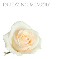 1 x Pack Large In Loving Memory Card - Funeral / Memorial Cream Rose Floral Design