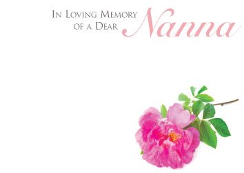 1 x Pack Large In Loving Memory of a Dear Nanna Card - Funeral / Memorial Pink Rose Floral Design