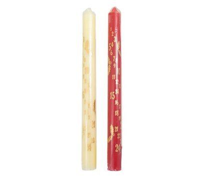 Red / White Advent Candle - Countdown Christmas Number Gift