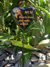 Load image into Gallery viewer, Black &amp; Gold Resin Memorial Lily Heart Stick Stake Graveside Spike Crematorium