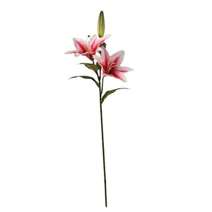 66cm Lily Spray Ivory/Pink Artificial Flower