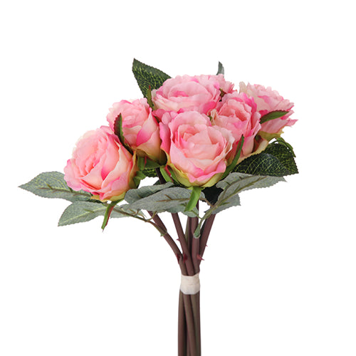 35 cm Crinkle Edge Rose Bundle (7 Stems) Pink