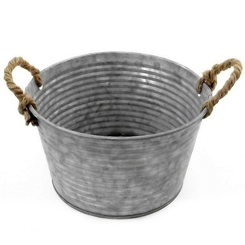 Large Round Metal Rope Planter Pot - Vase Bucket Florist Floristry Bulb Container