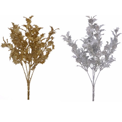 29cm Glittered Holly Bush
