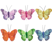 Load image into Gallery viewer, Multi Coloured Feather Butterfly Butterflies (12 Pack)