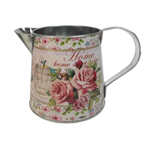 11.5 cm Metal Round Jug with Handle Home Sweet Home Rose Design