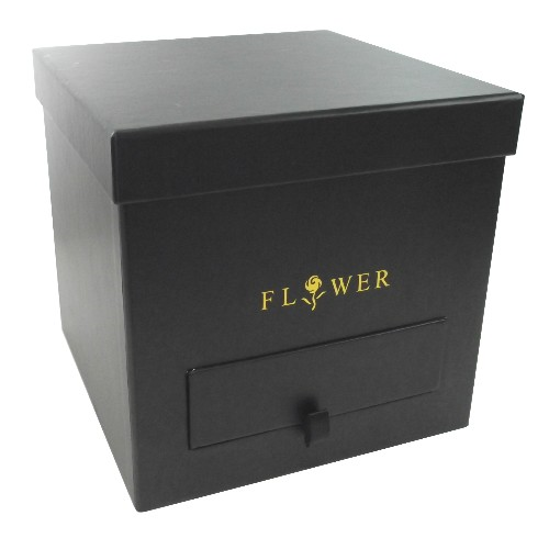20cm Black Square Hat Box Boxes with Gift Compartment - Storage Florist Home Decoration
